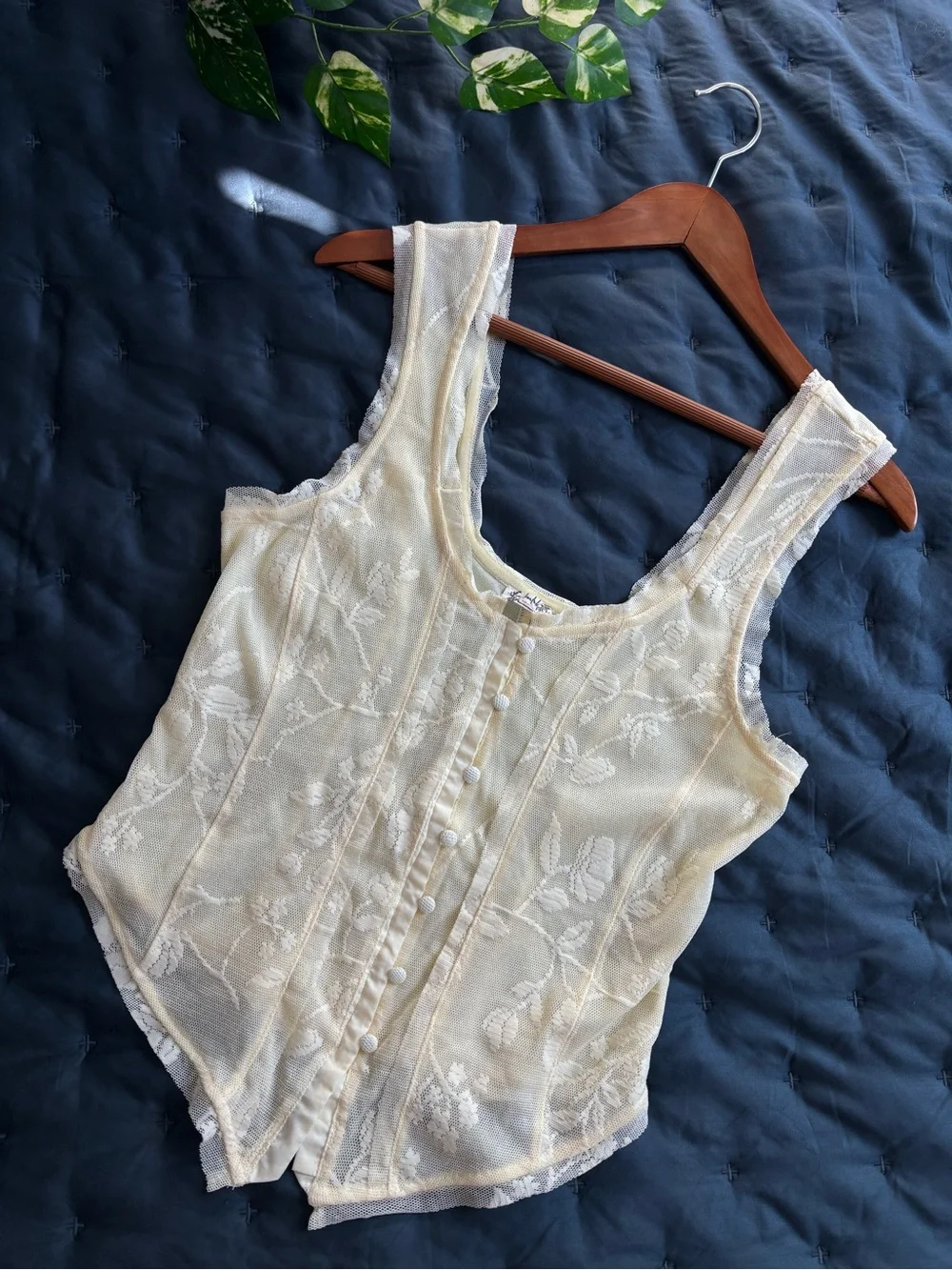 Free People | Women’s Before Daylight Corset Lace Button-Front Camisole L